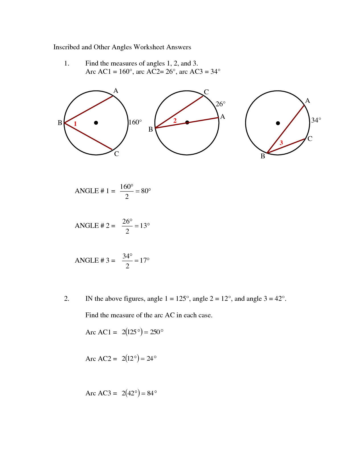 Angles In Inscribed Quadrilaterals Worksheet