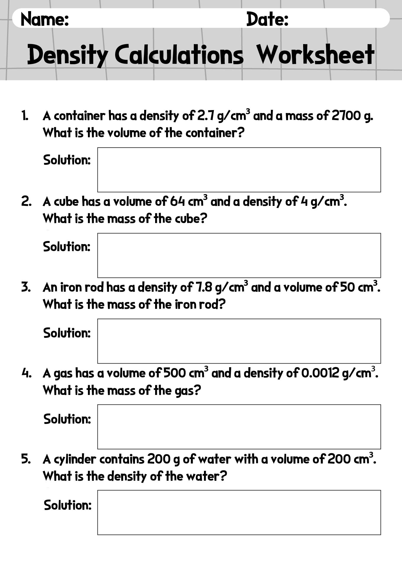 10 Best Images of Density Practice Worksheet Middle School - Density