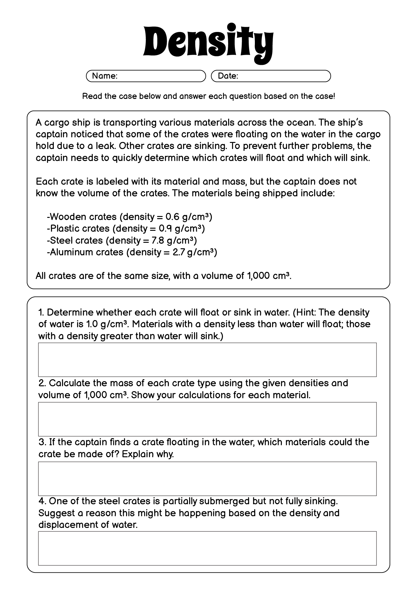 10 Best Images of Density Practice Worksheet Middle School - Density