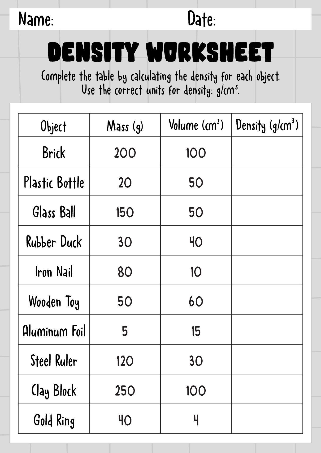 10 Best Images of Density Practice Worksheet Middle School ...