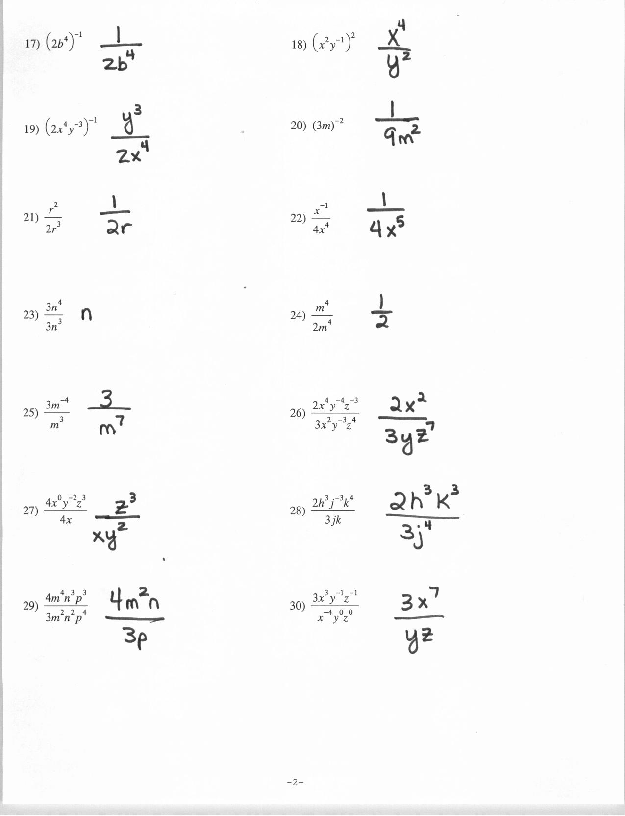 13 Best Images Of Positive Exponents Worksheets Powers And Exponents 