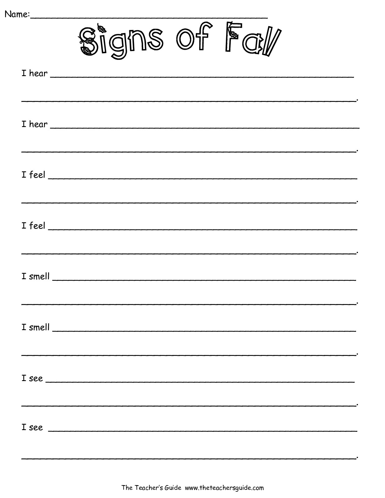  Printable Fall Worksheets for First Grade Writing