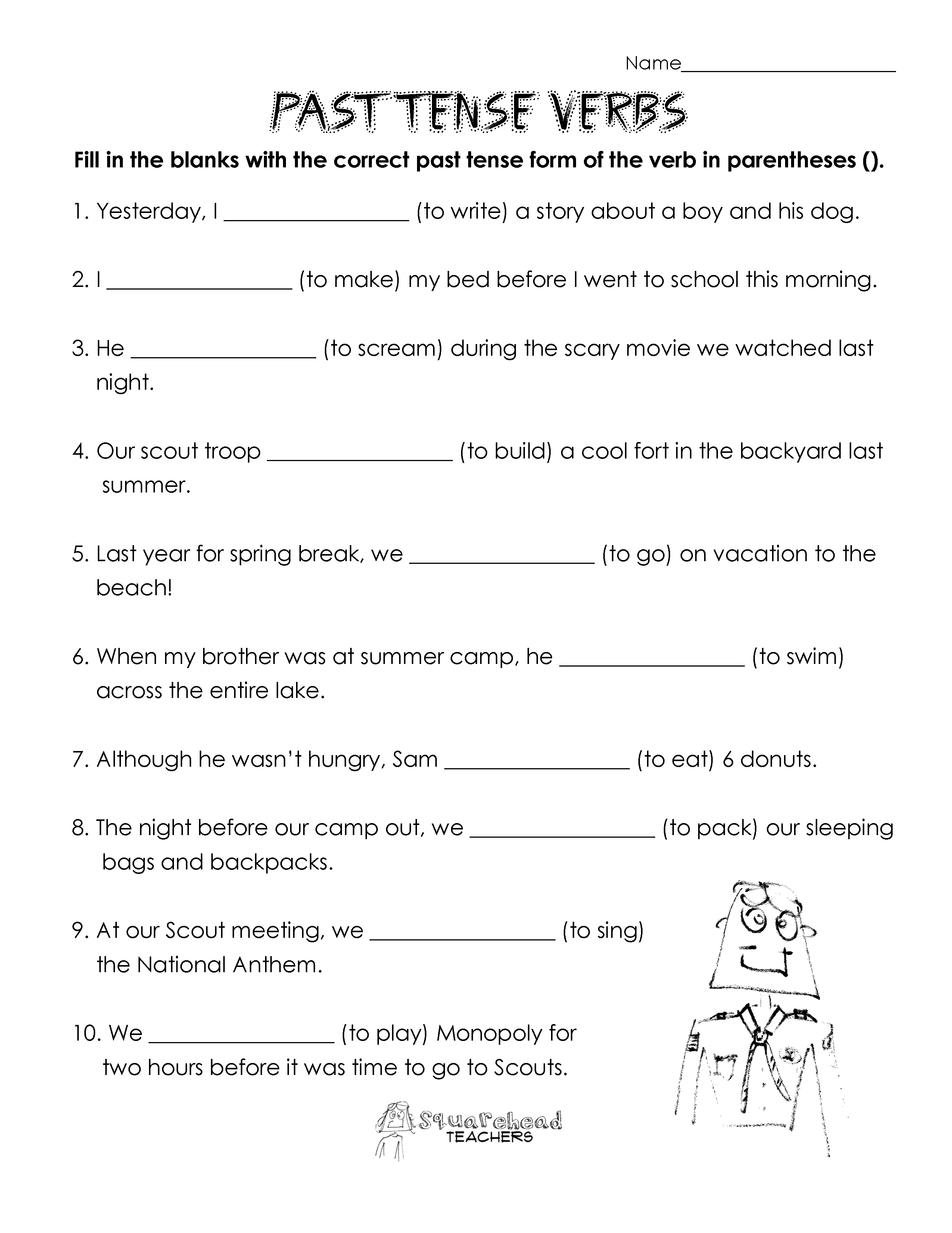 Printable Grammar Worksheets Irregular Verbs