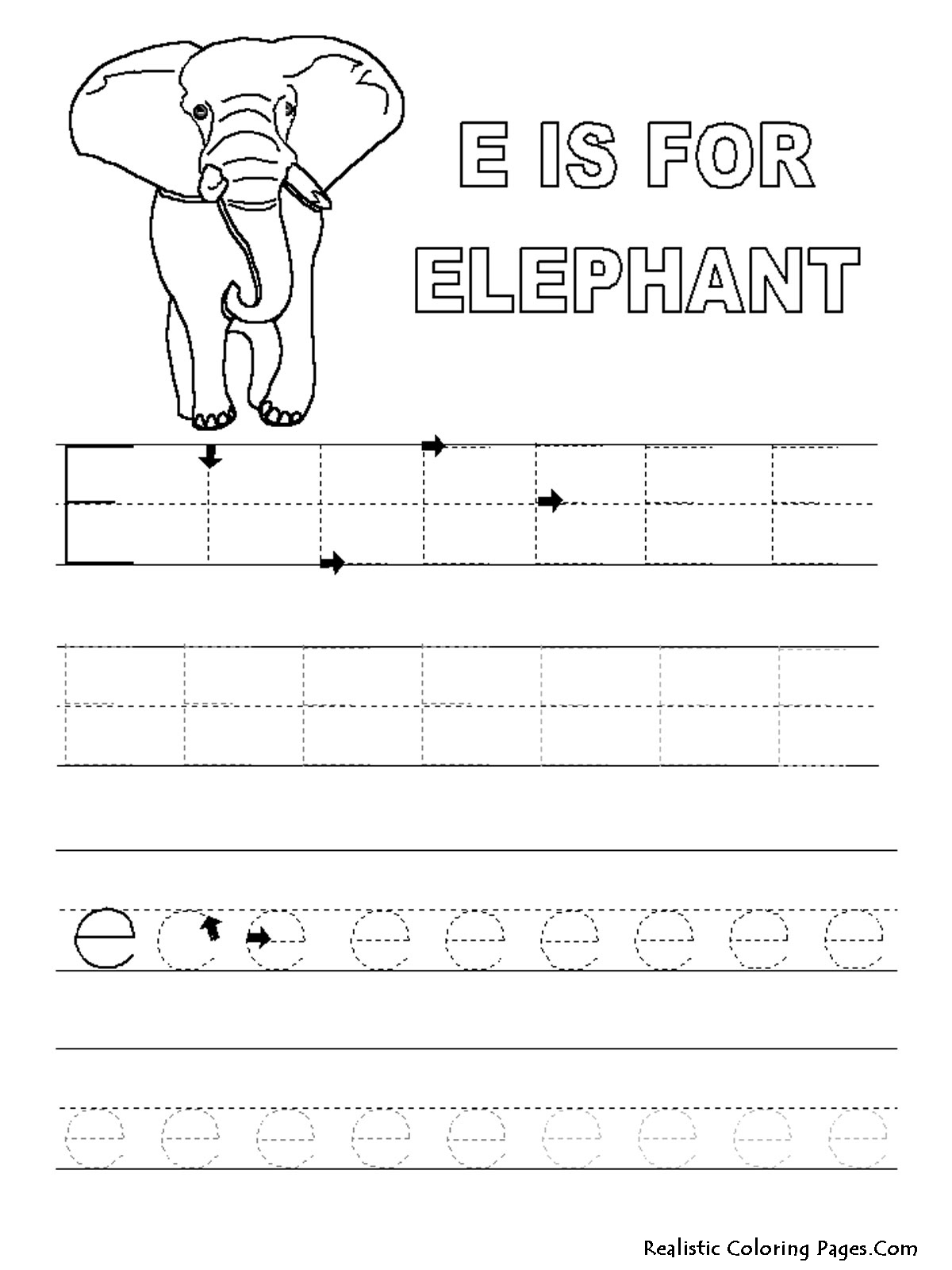 Letter E Tracing Page