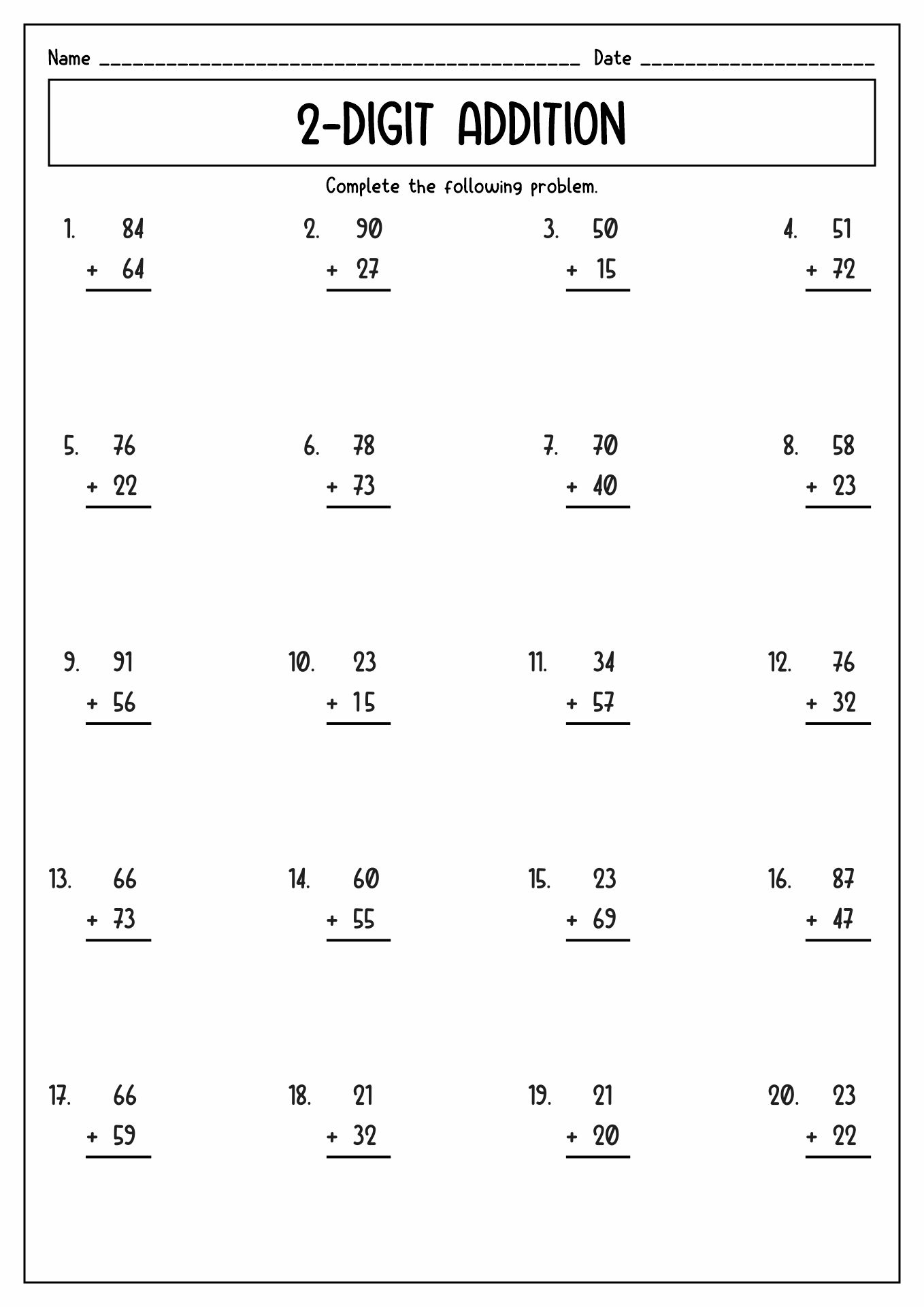 12 Images of Math Worksheets For 2nd Graders