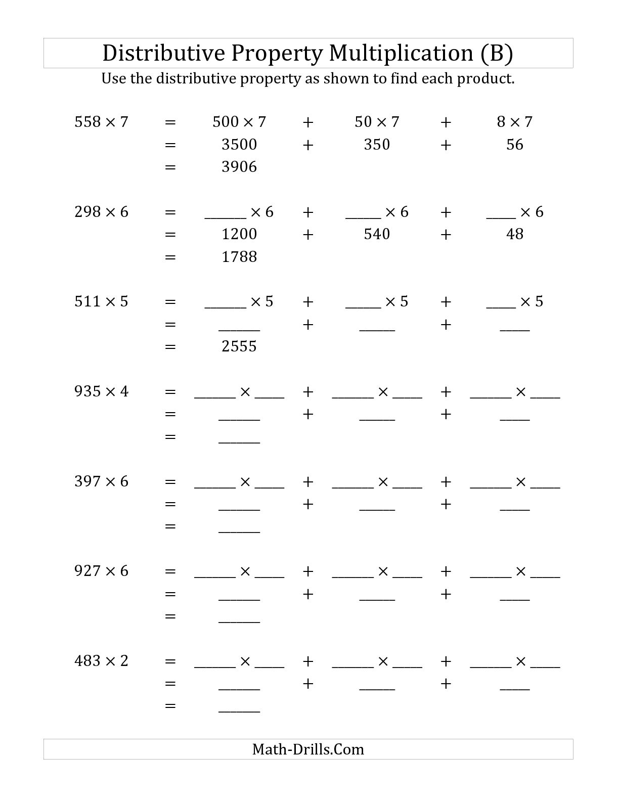15 Best Images Of Distributive Property Worksheets With Multiplication Distributive Property 