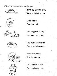 Kindergarten Sentence Worksheets