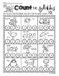 Print Syllable Kindergarten Worksheets