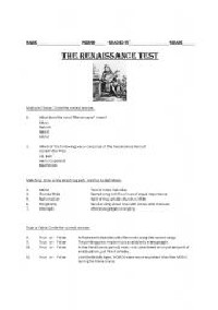 Renaissance English Worksheets