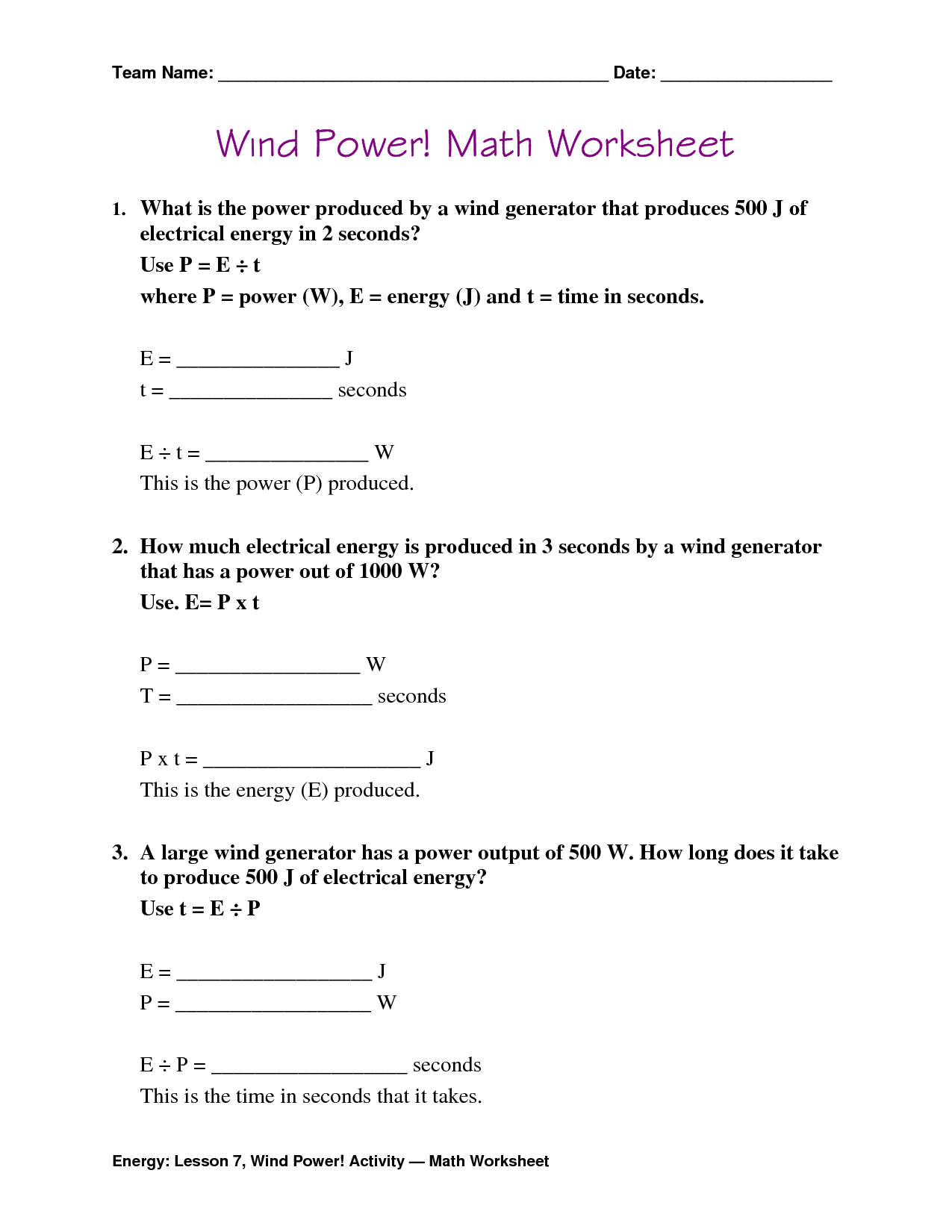 Work Power And Energy Worksheet