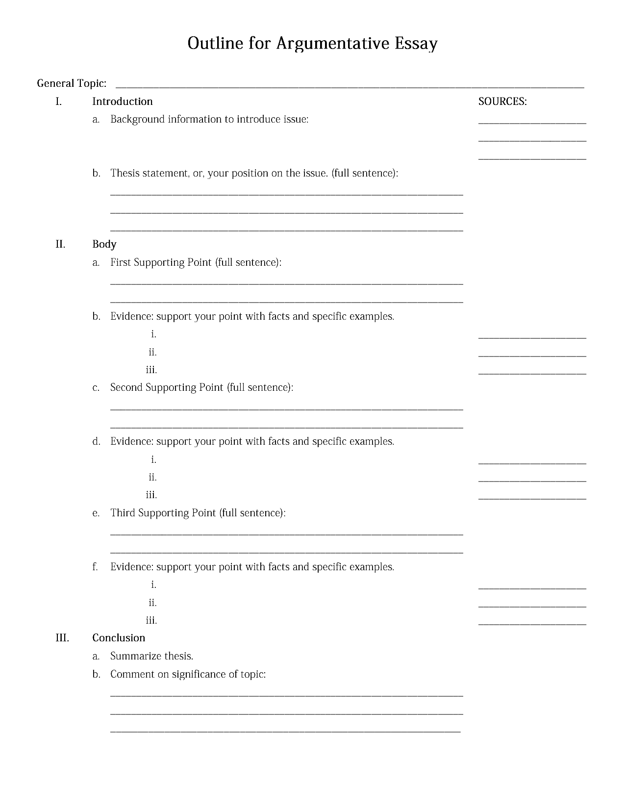 Simple Argumentative Essay Outline | Template & Worksheet