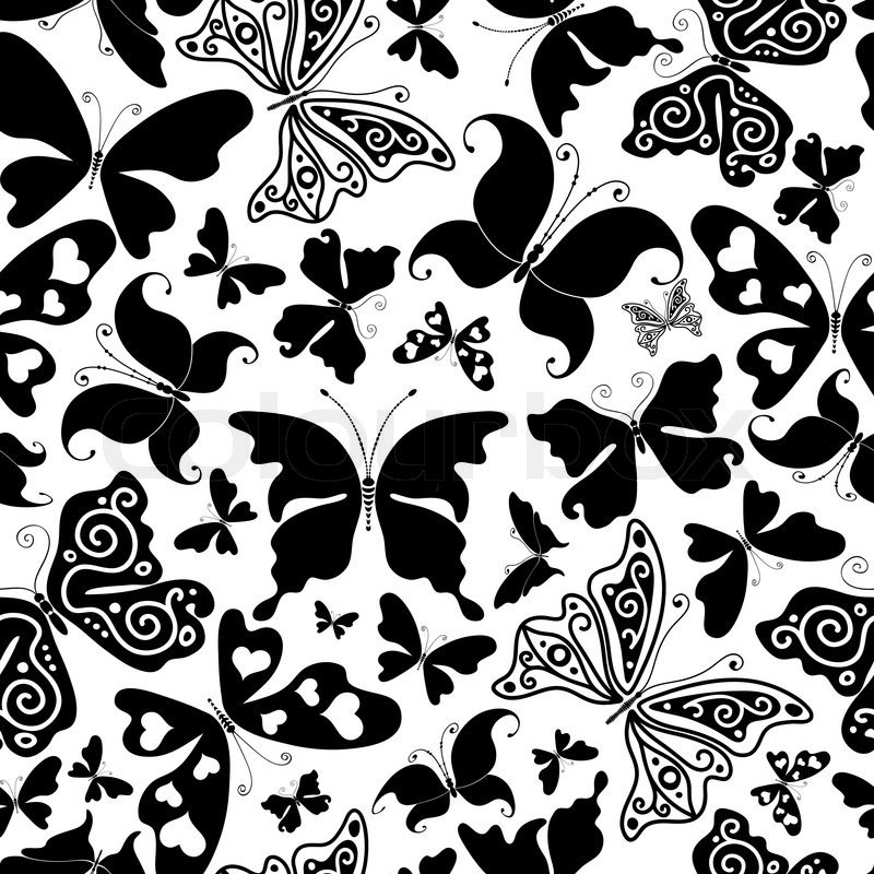 Butterflies Black and White Patterns