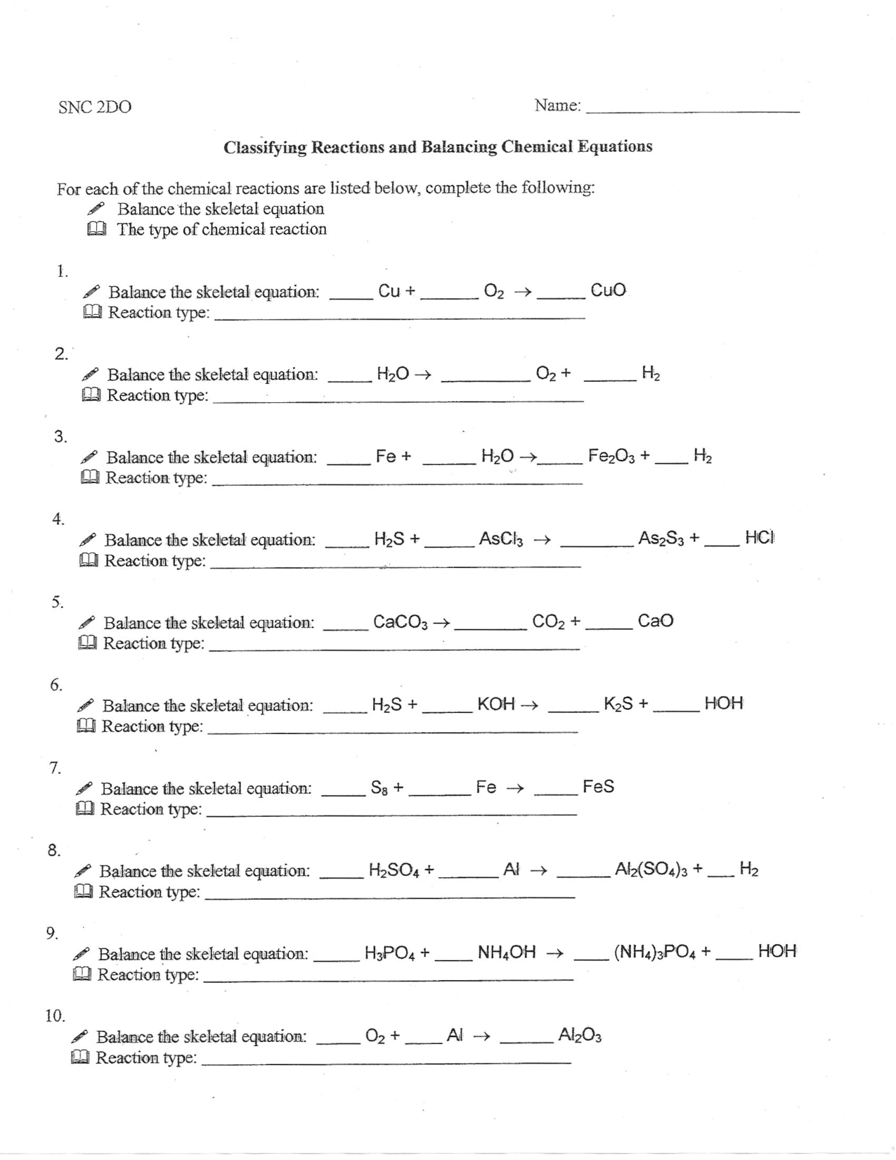 13 Best Images of Chemical Equations Worksheet  Balancing Chemical Equations Worksheet 1 