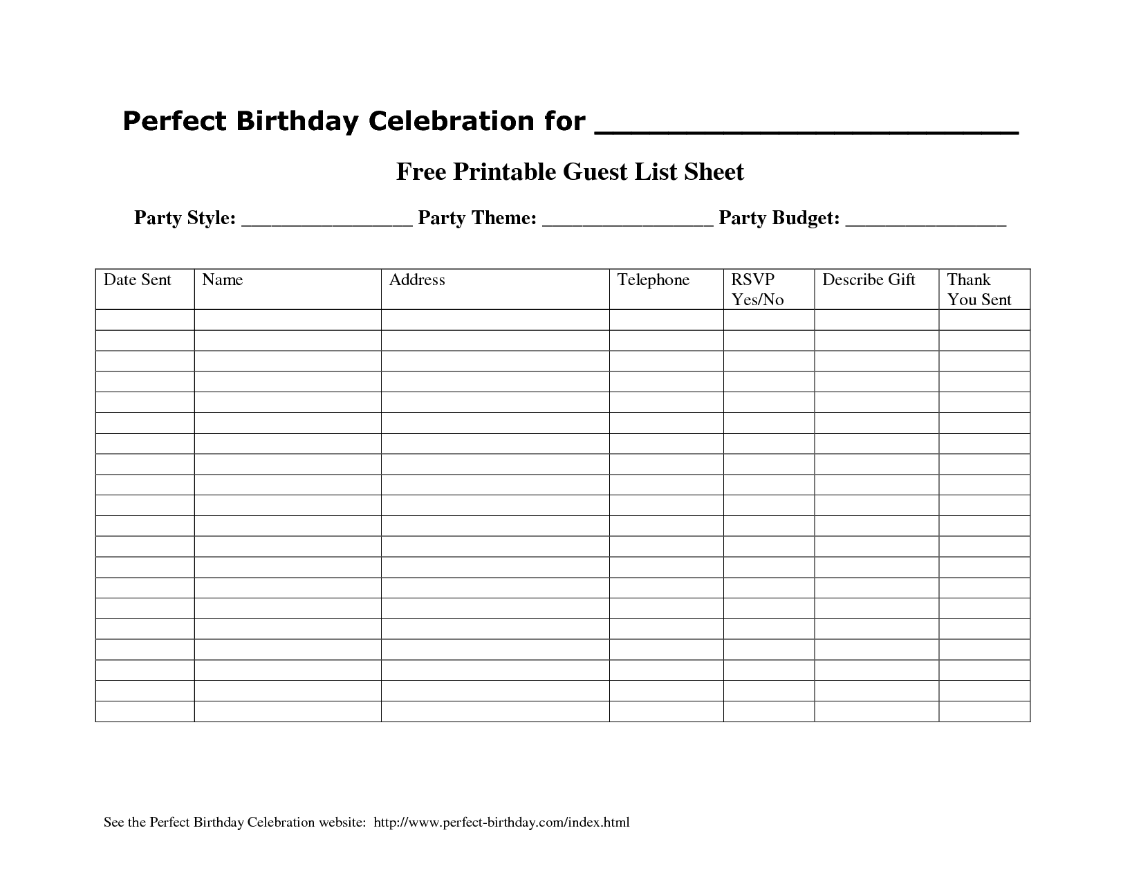  Printable Guest List Template