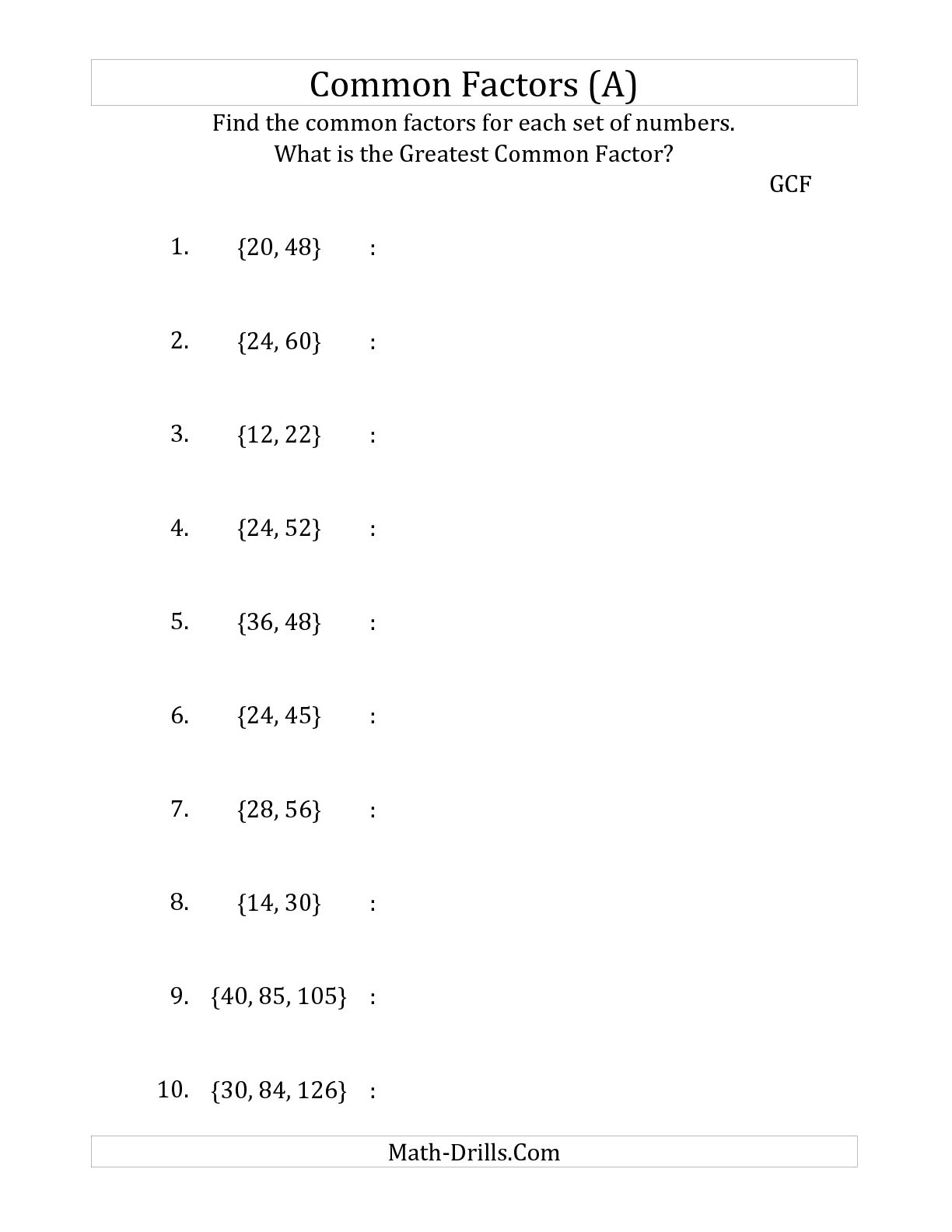 9 Best Images of Greatest Common Factor Worksheets 6th Grade - Greatest
