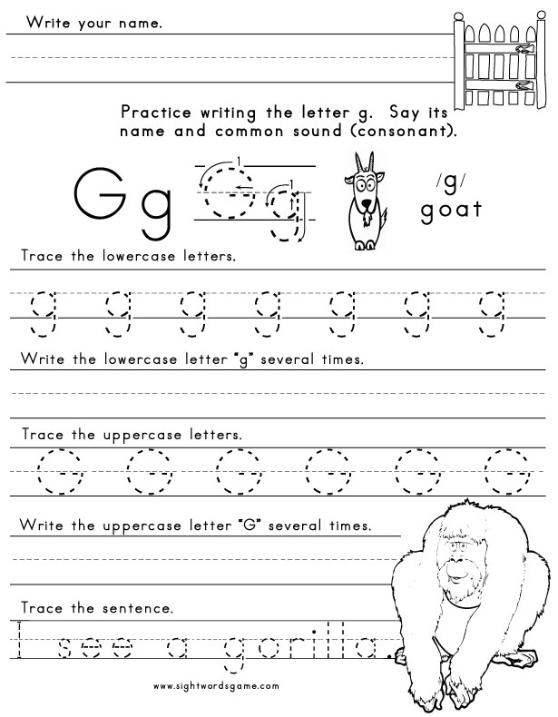 16 Best Images of Traceable Letter G Worksheet  Letter G Tracing