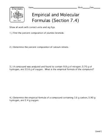 12 Best Images of Empirical Formula Worksheet With Answers  Molecular and Empirical Formula 