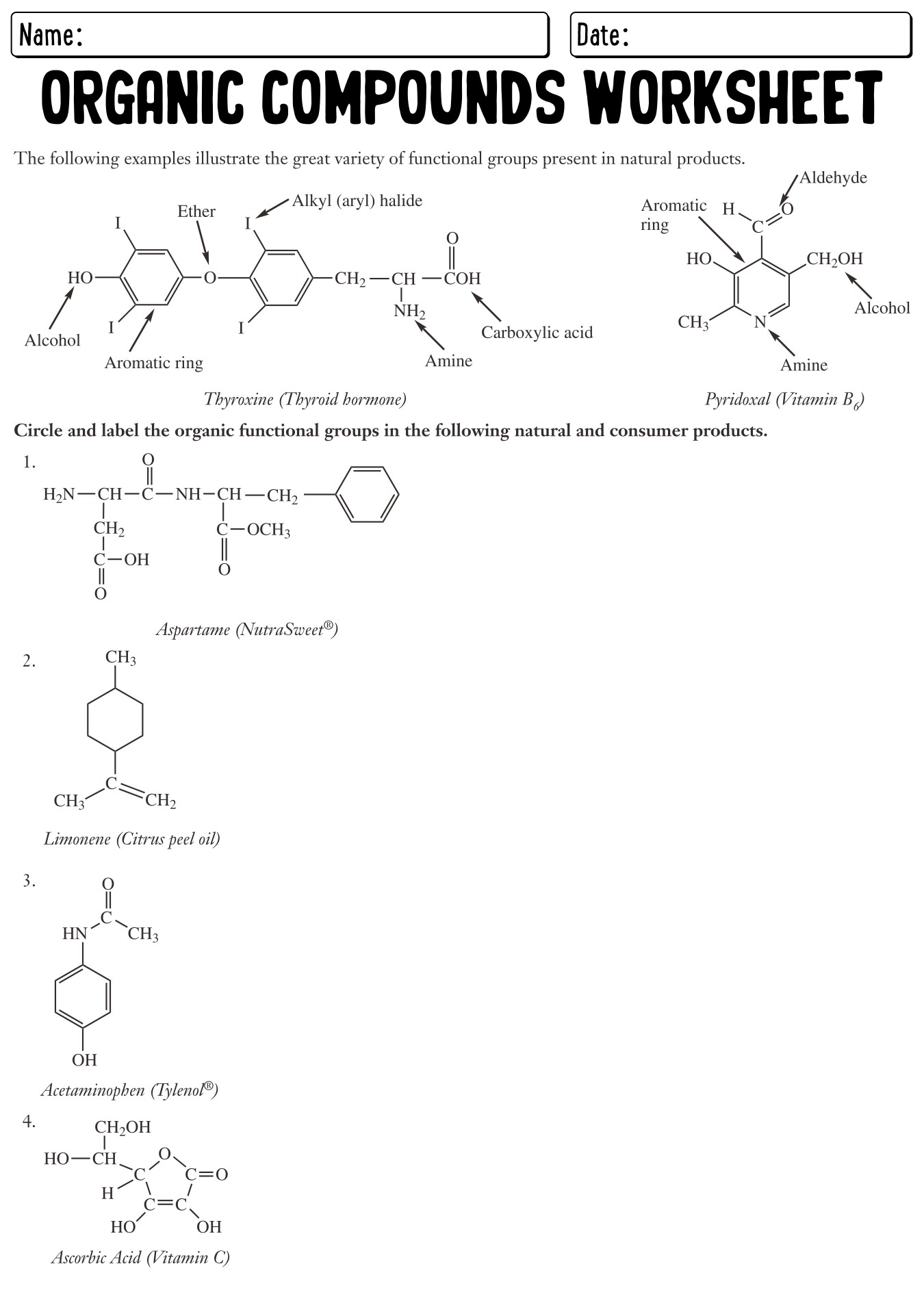 Naming Organic Compounds Worksheet Answer Key