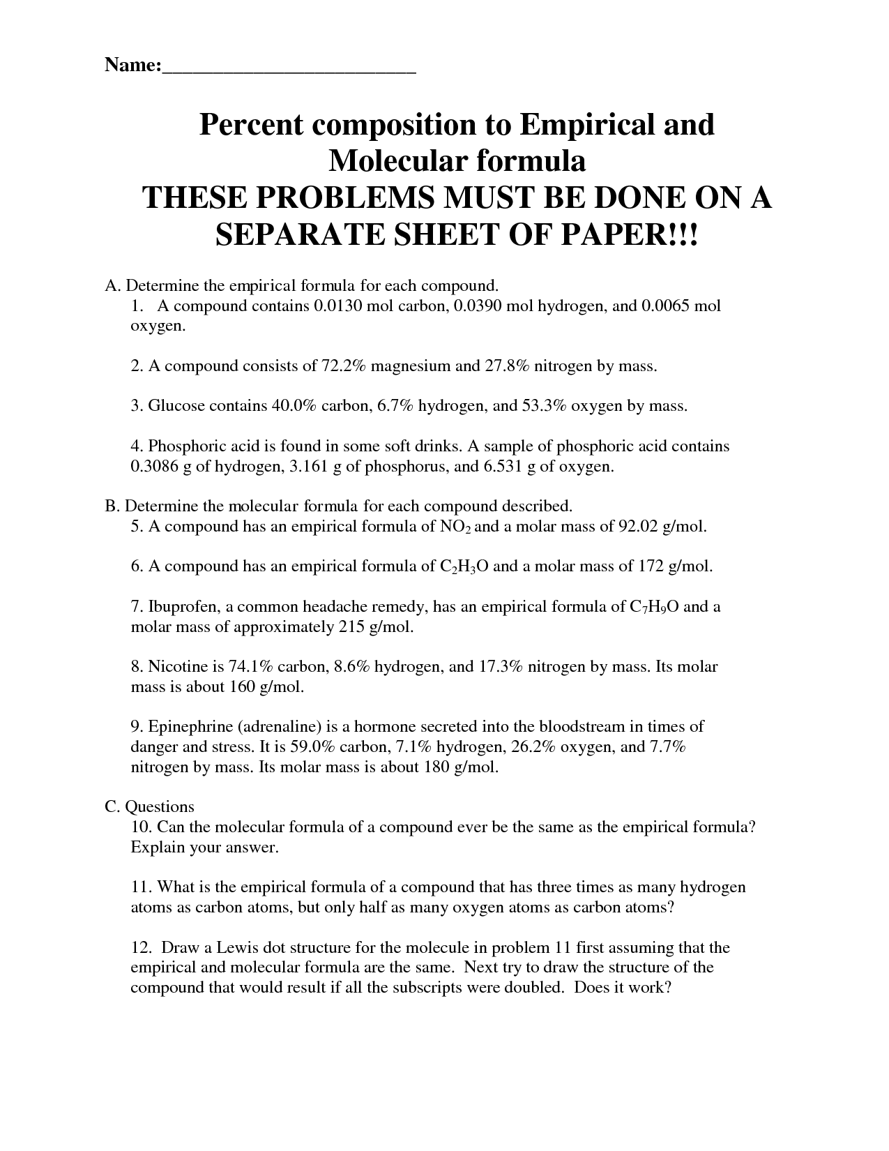 12 Best Images of Empirical Formula Worksheet With Answers  Molecular and Empirical Formula 