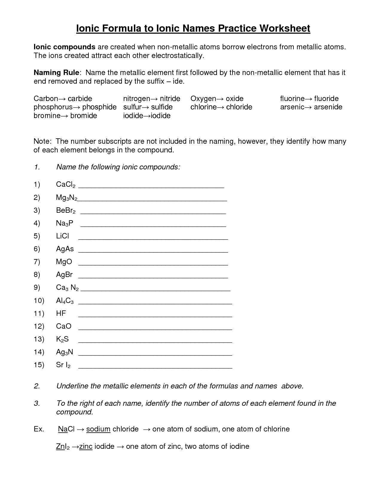 Practice Naming Ionic Compounds Worksheet