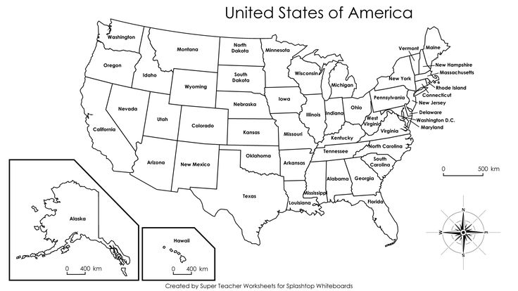 Printable Labeled United States States Map Coloring Page Coloring Pages