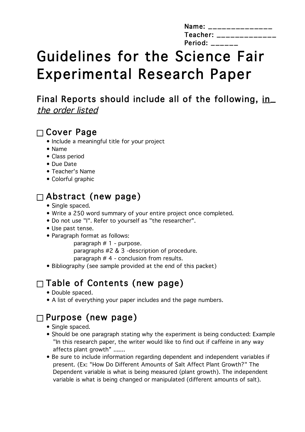 Scientific essay format