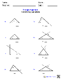 Triangle Angle Sum Worksheets