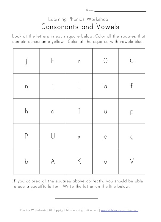Vowels and Consonants Worksheets for Kids