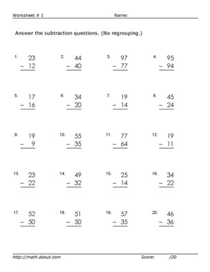 2-Digit Subtraction without Regrouping