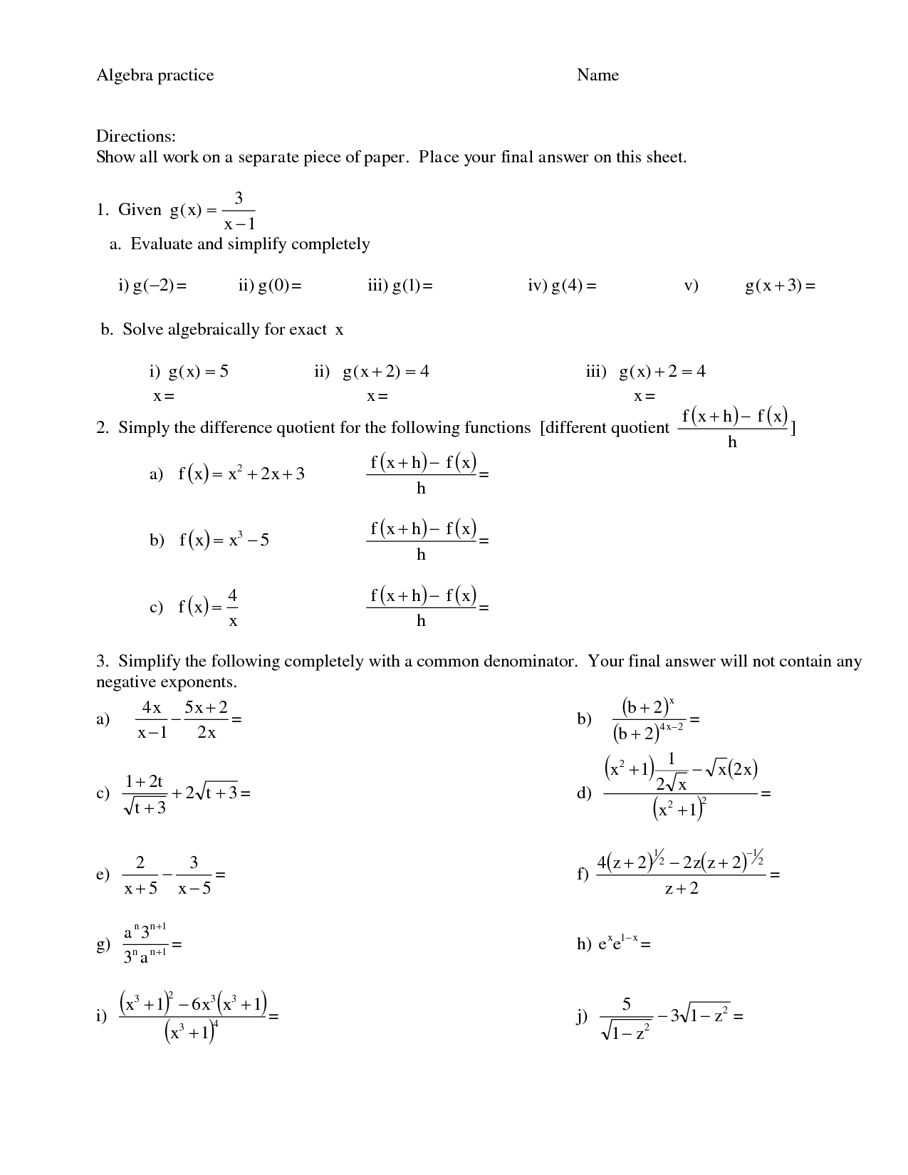 algebra 2 practice worksheets_688224