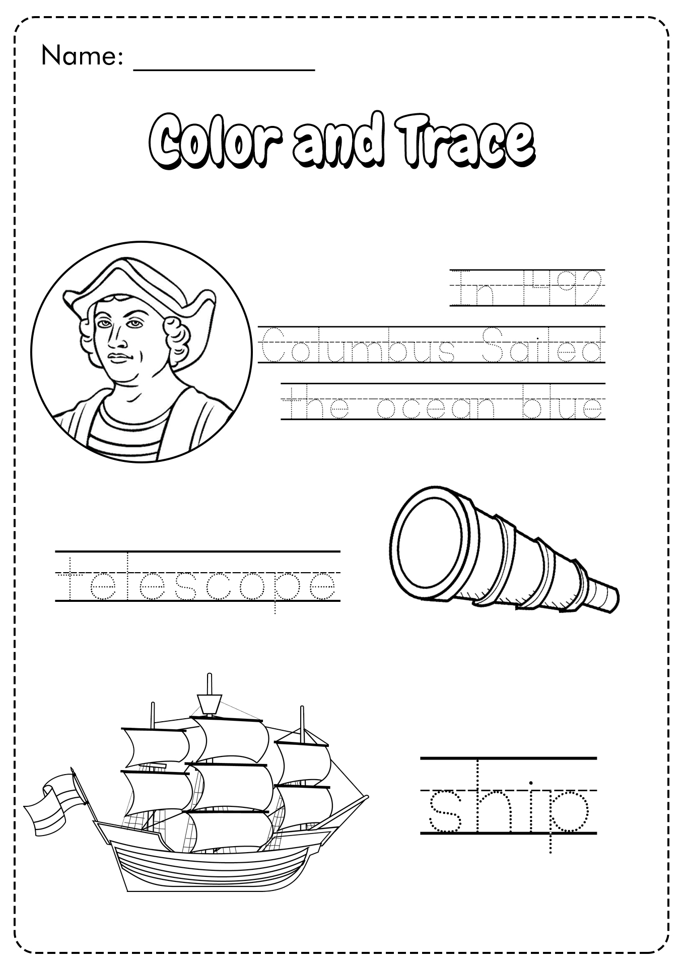 13 Best Images Of Christopher Columbus Kindergarten Worksheets