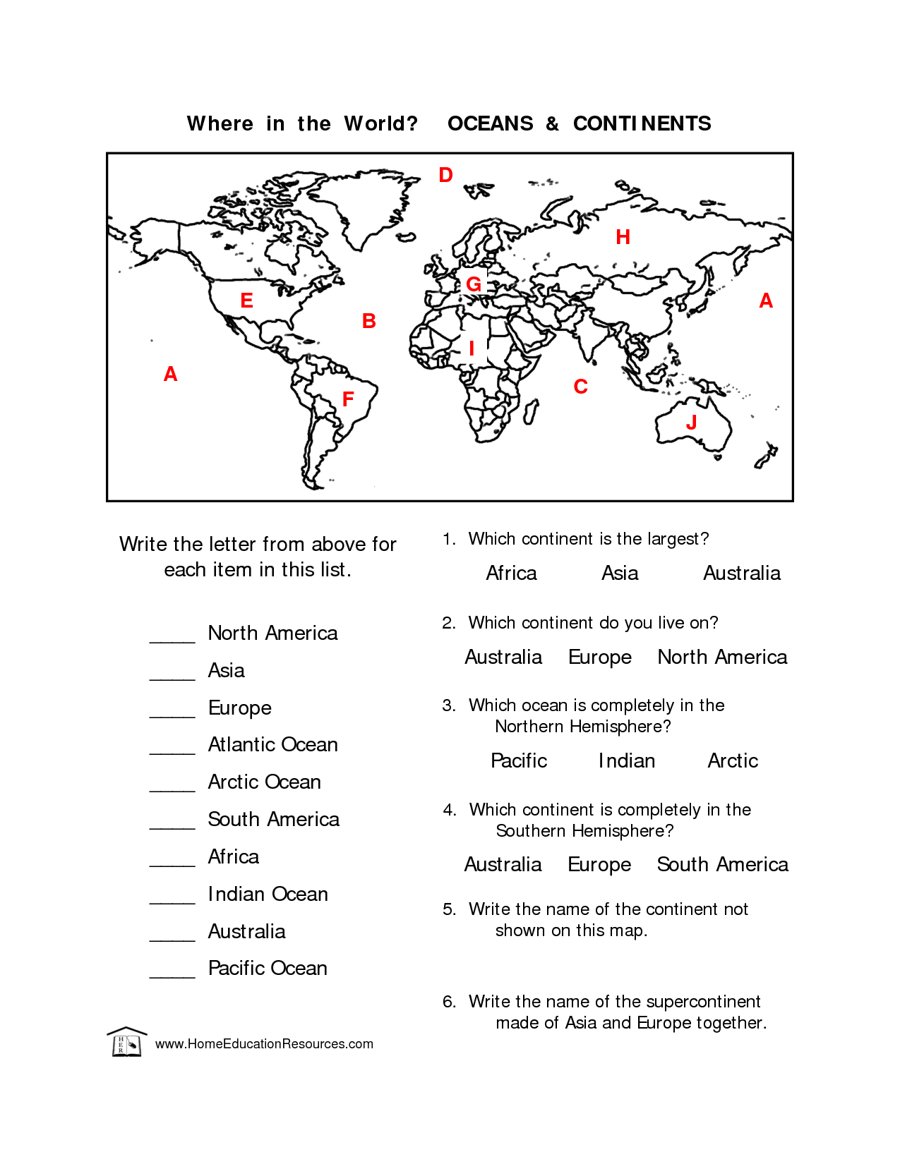 free-continents-and-oceans-worksheets