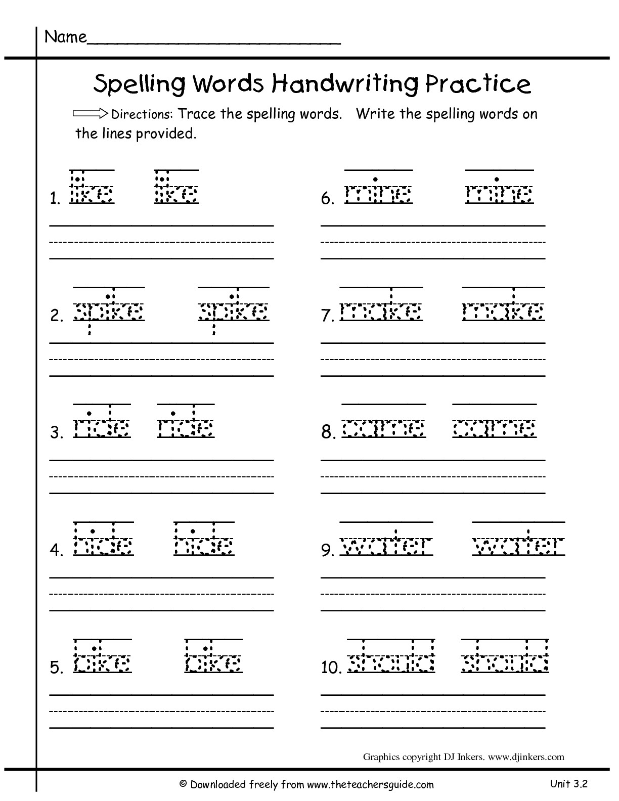First Grade Handwriting Worksheets