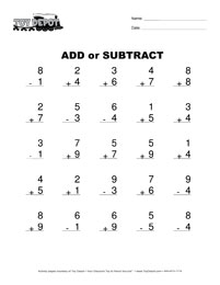 First Grade Math Worksheets Addition Subtraction