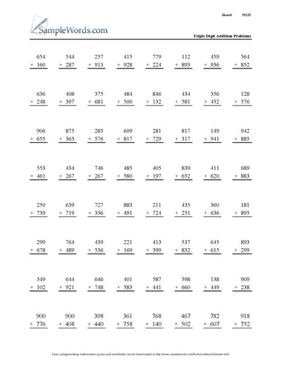  Math Addition and Subtraction Worksheets