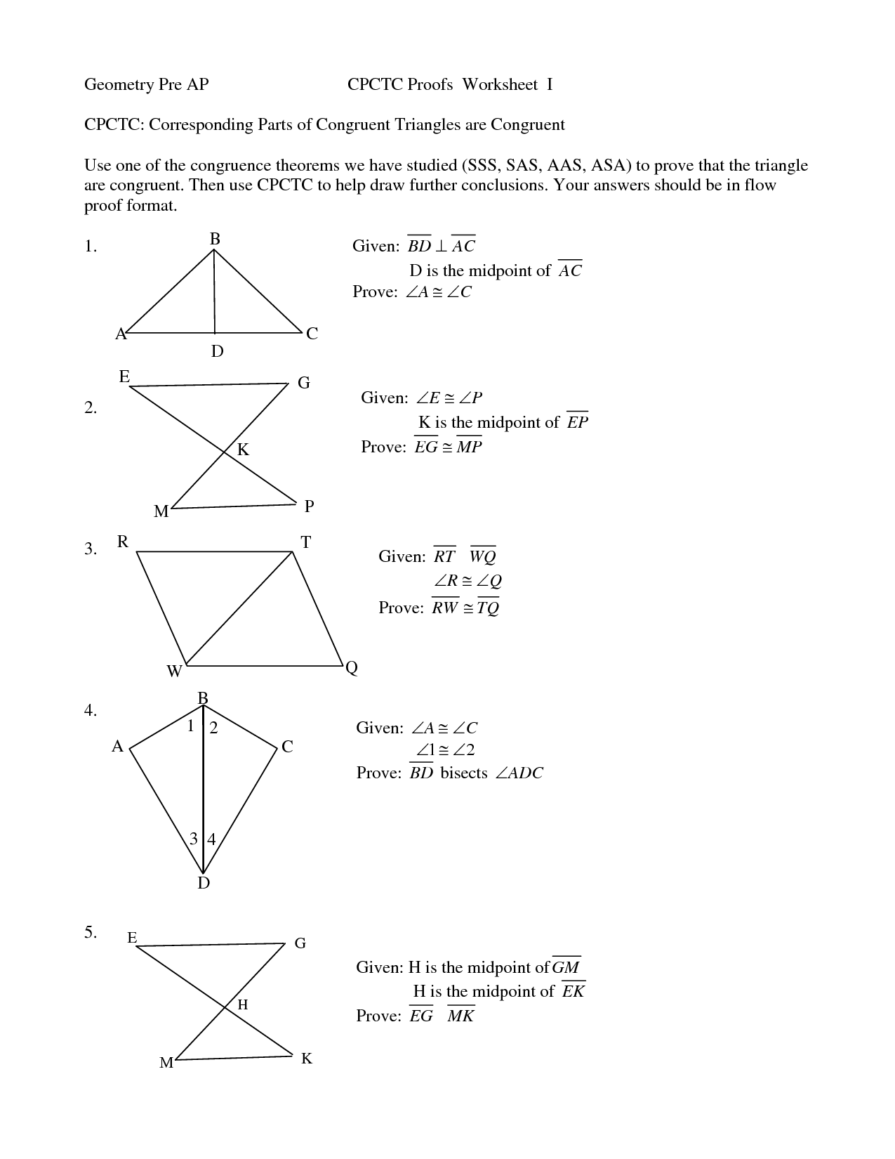 Proving Triangles Congruent Worksheet Answer Key - using congruent