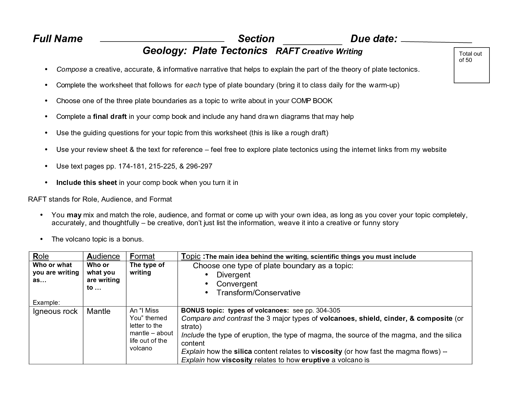 Plate Boundary Worksheet Answers