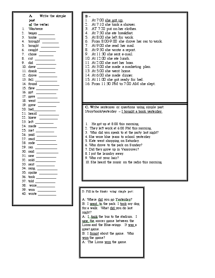 Spanish Irregular Verbs Worksheets