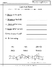 Contraction Worksheets 1st Grade