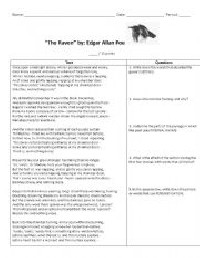 Edgar Allan Poe The Raven Worksheet Answers