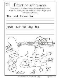 Kindergarten Sentence Writing Practice