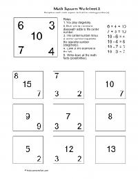 Math Squares Worksheets