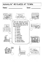 Town Places Worksheets