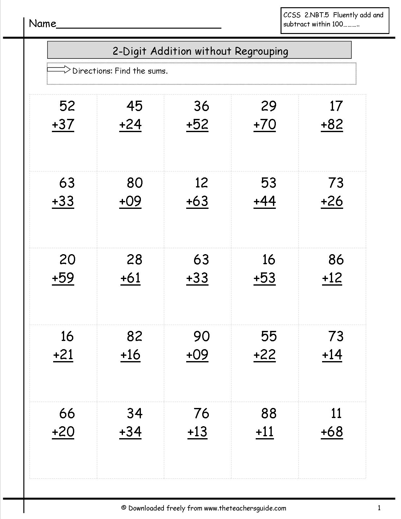 Two-Digit Addition with Regrouping Worksheets