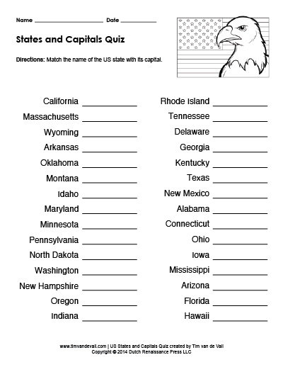 11 Best Images Of 50 States And Capitals List Worksheet 5th Grade