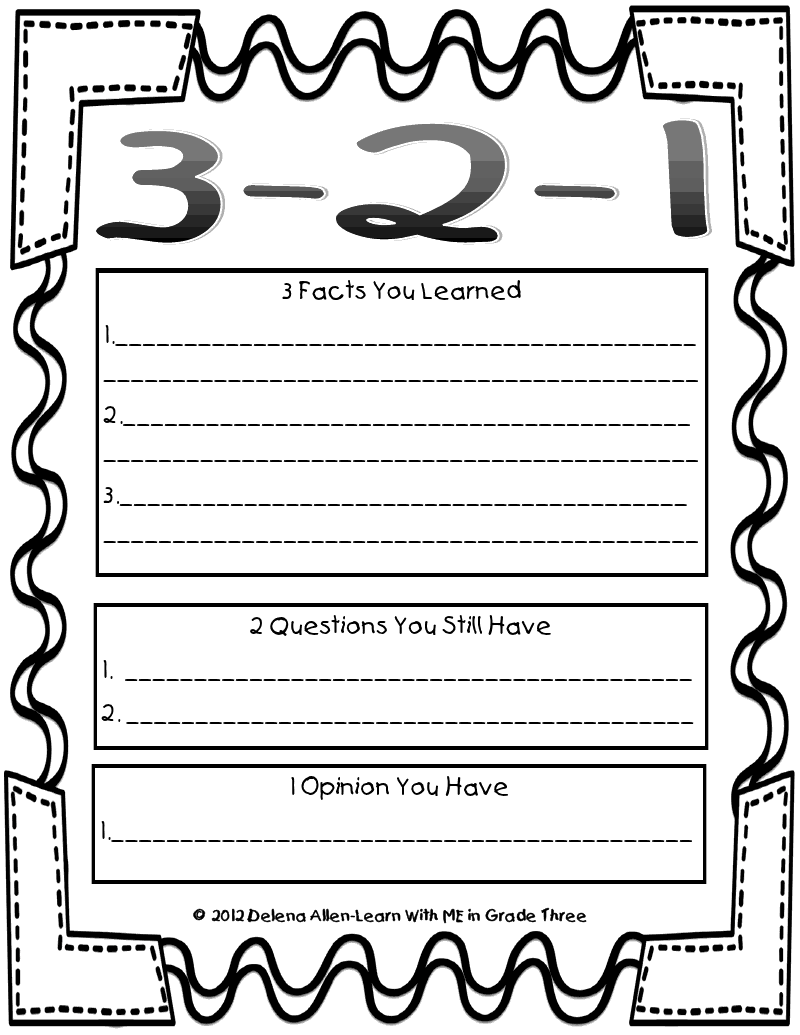 Free Printable 3 2 1 Graphic Organizer