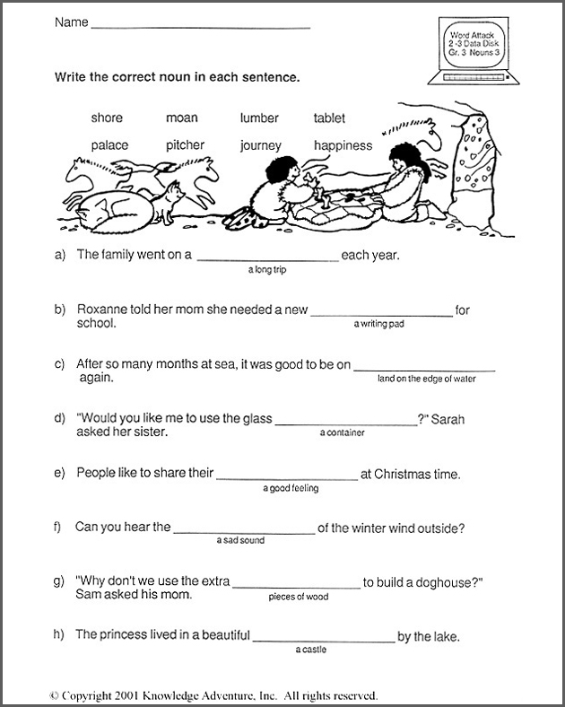 English Vocabulary Worksheets For Grade 3