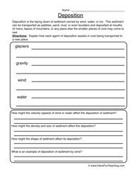 5th Grade Weathering Erosion and Deposition Worksheets