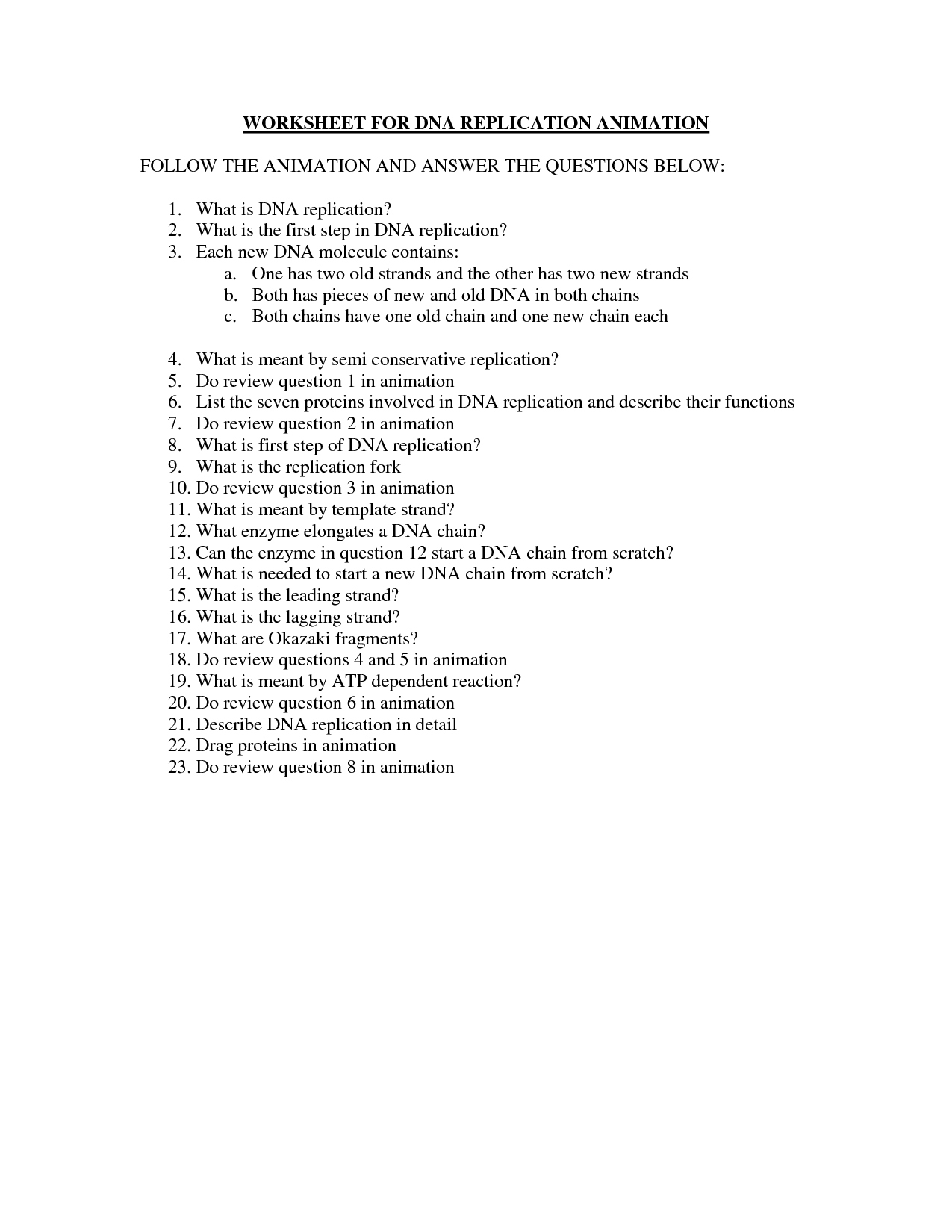 Reinforcement Dna Worksheet Answers