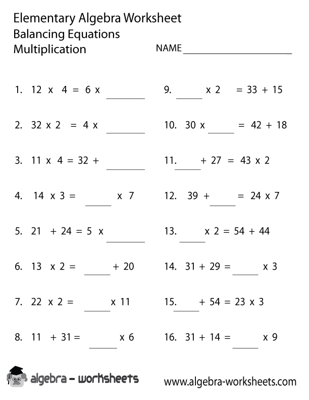 Elementary Algebra Worksheets